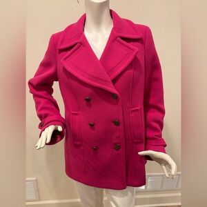 Talbots Wool Blend Double-Breasted Pink Pea Coat, size 10